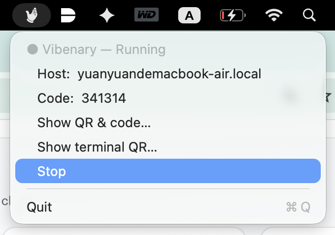 Running, with a Stop control